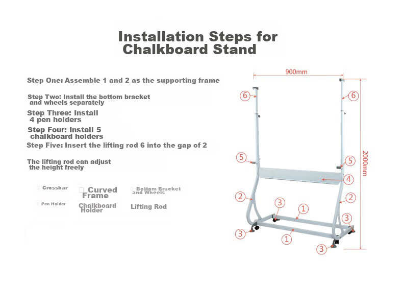COMIX Handwriting Tablet Stand, Adjustable S-Shaped Mobile Whiteboard And Blackboard Stand, Office Training Doodle Drawing Board Stand, 90*200cm, DSS-1004 5