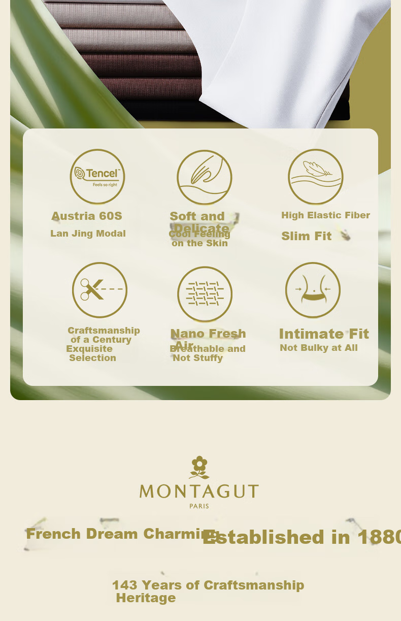 MONTAGUT Seamless Modal Short-Sleeve Women's Inner Wear, Slim-Fit Thin Undershirt, Single Piece Top, White Half-Sleeve Base Layer for Summer 3