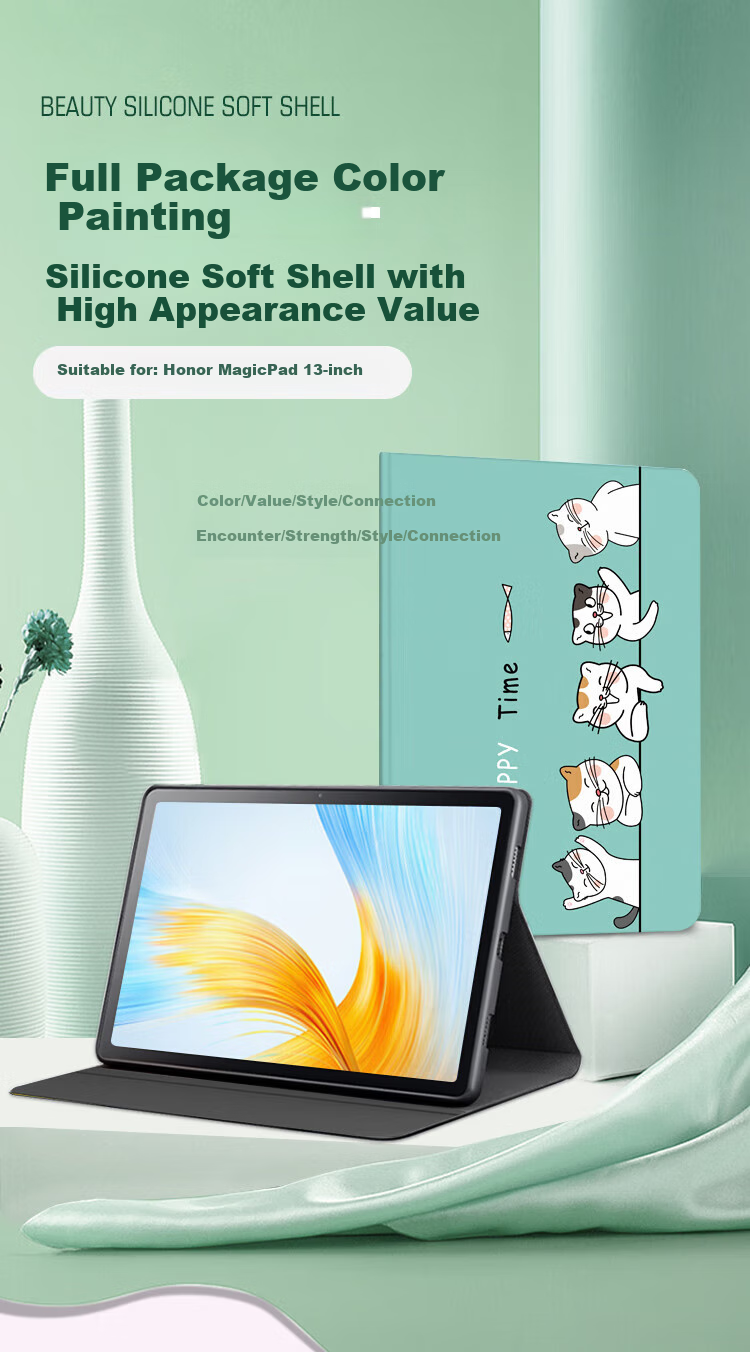 Shihan Compatible with Honor Tablet 9 Case, 12.1 Inch 2023 Model, Student Office Creative Cartoon Cute Full Protection Slim Anti-Drop Wear-Resistant Tablet Computer Protective Case with Support 1