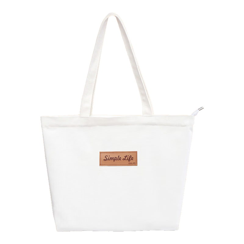 Baicaoyuan Canvas Tote Bag Shopping Bag Handbag Eco-friendly Storage Bag with Letter and Smiley Face Design