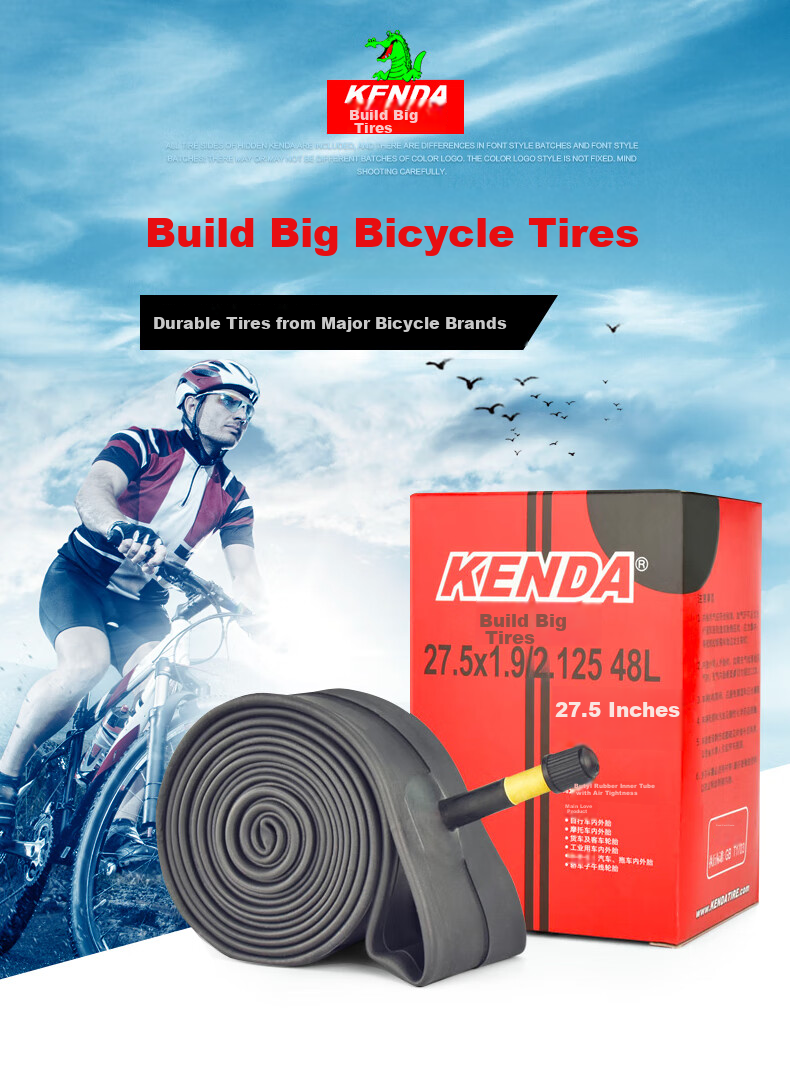 KENDA K1082 Mountain Bike Tire, 27.5*1.75 Inner And Outer Tube, Presta Valve Inner Tube, Butyl Rubber, Pressure-Resistant, Smooth-Treaded Tire 1