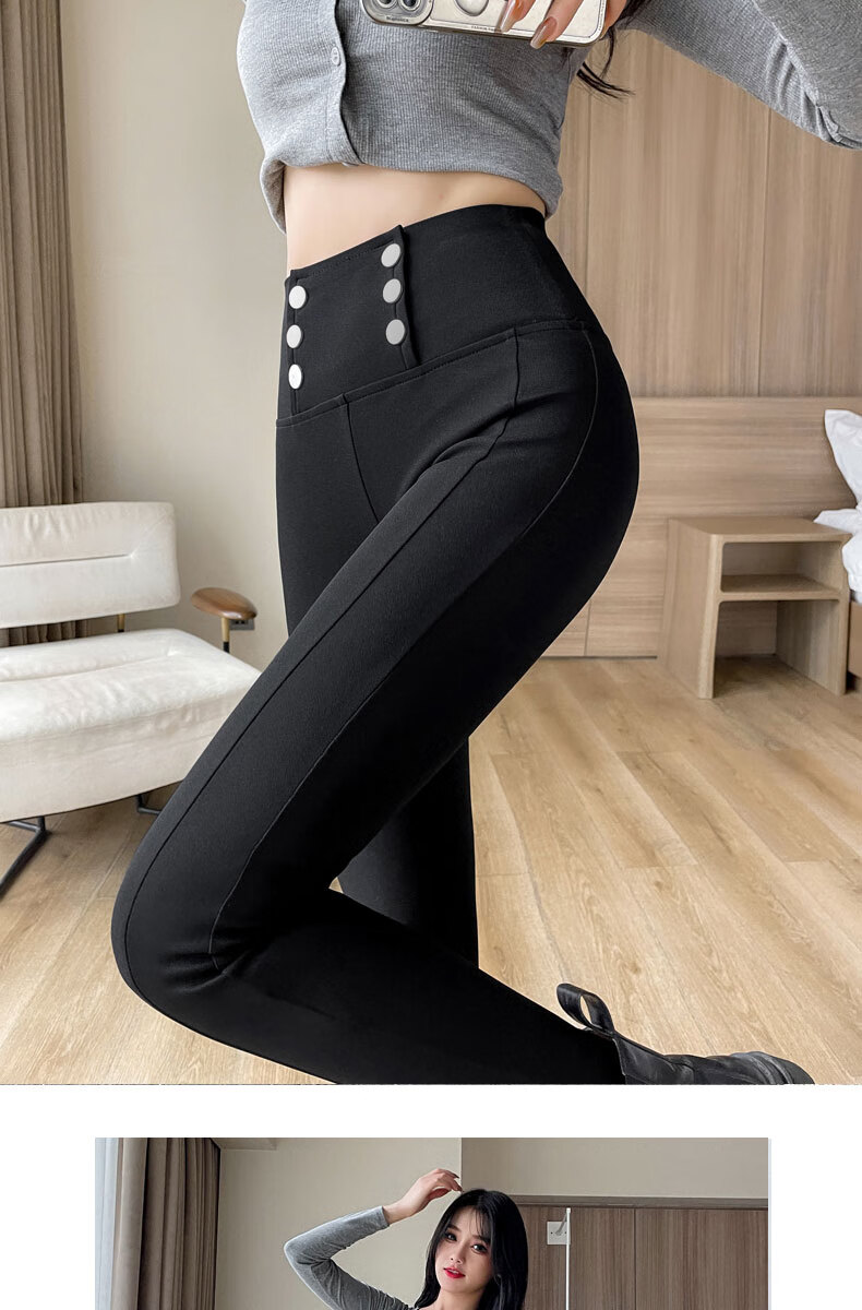Langsha Women's Spring Thin Leggings, Hip-Lifting, Tummy Control, High-Waist Slim Fit Black Pencil Pants 18