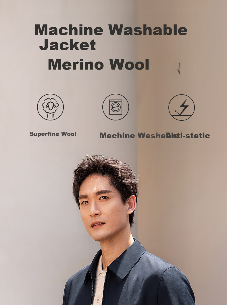 Goldlion [Cloud Master] Spring And Summer Anti-Static Washable Wool Lapel Business Suit Jacket for Men, Black, XL 1