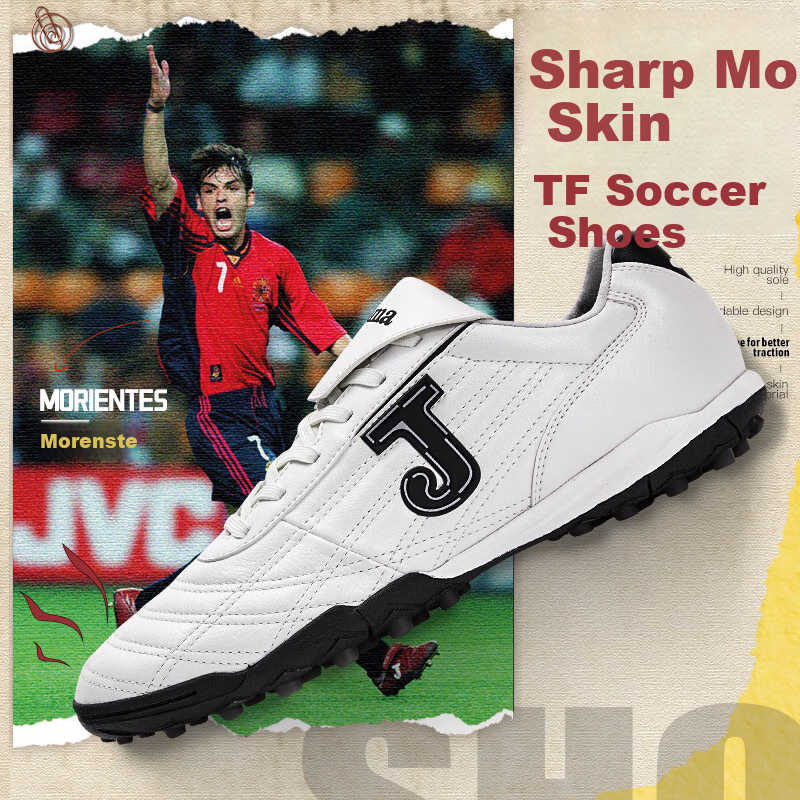 JOMA Kangaroo Leather Soccer Shoes for Men, Adults, Children, Teenagers And Students TF Turf Cleats Football Match Training Shoes White Size 45
