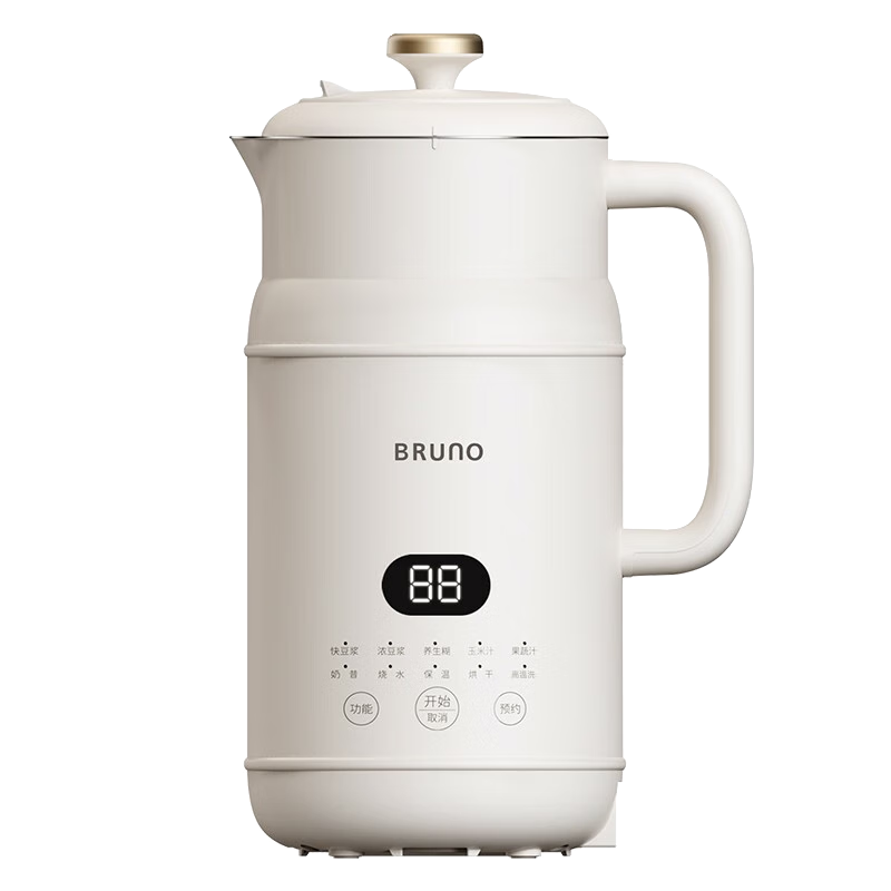 BRUNO Soy Milk Maker High-Speed Blender for Home Use, Serves 2-5 People, Fully Automatic, No Cooking Required, Hand Washable, Multifunctional Rice Paste Maker, Quiet Juicer, 316L Steel, 1L Capacity, White DJ04