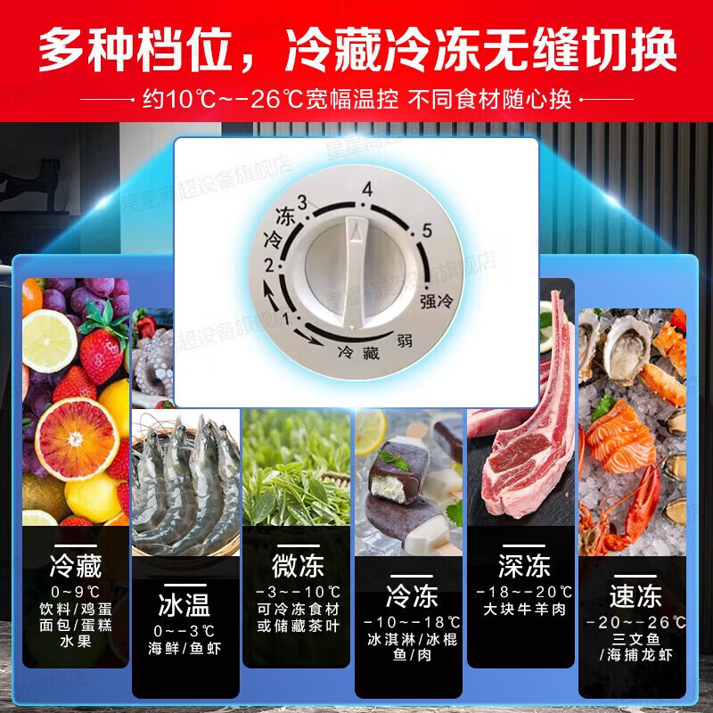 星星(XINGX)冰柜家用商用大容量全冷冻冷藏单温转换冷柜卧式冰箱微霜保鲜冷藏柜深冷速冻柜BD/BC-401A