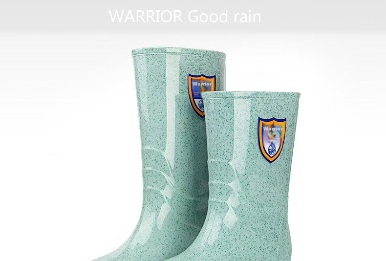 Warrior Women's Fashionable Adult Rain Boots Waterproof Shoes Rubber Shoes Overshoes Water Boots HL86S Black Tall 40 1