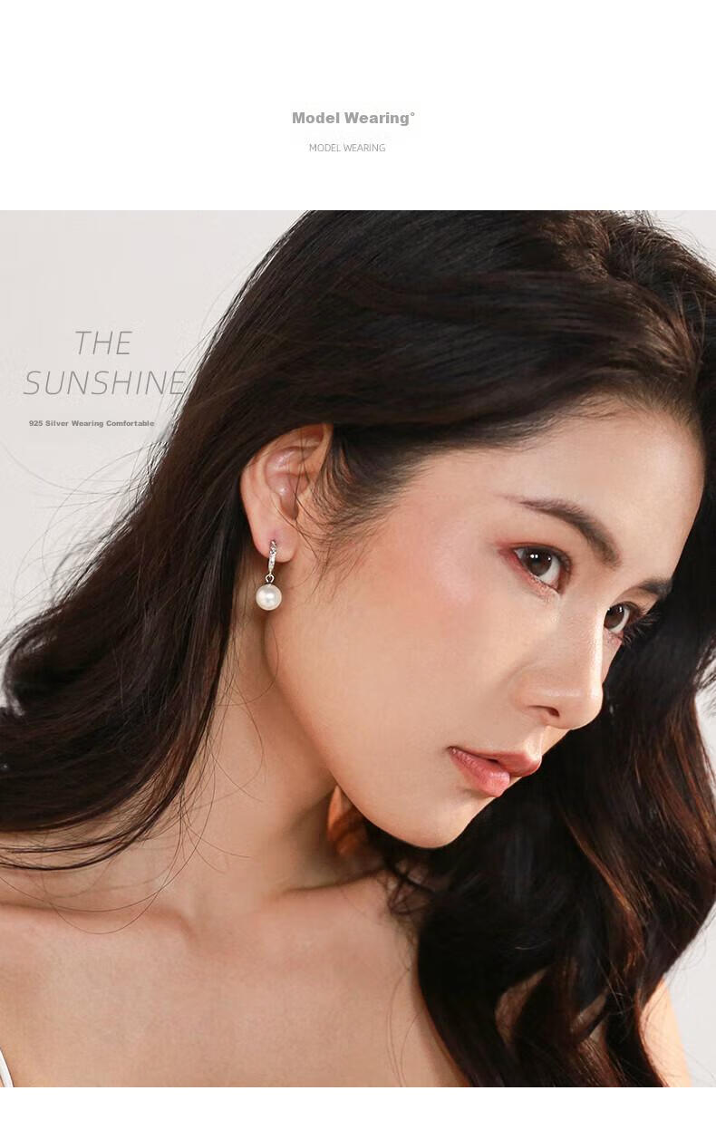 Qlady 925 Silver Freshwater Pearl Earrings for Women, Luxury Silver Jewelry Pearl Earrings Studs Clasp, Birthday Gift for Mom Or Wife 3