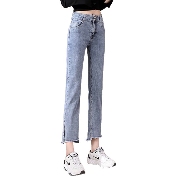 Pierre Cardin Women's Easy-Care Denim Jeans 2026 Summer Casual Comfortable Loose High-Waist Slimming Wide-Leg Pants Light Blue S