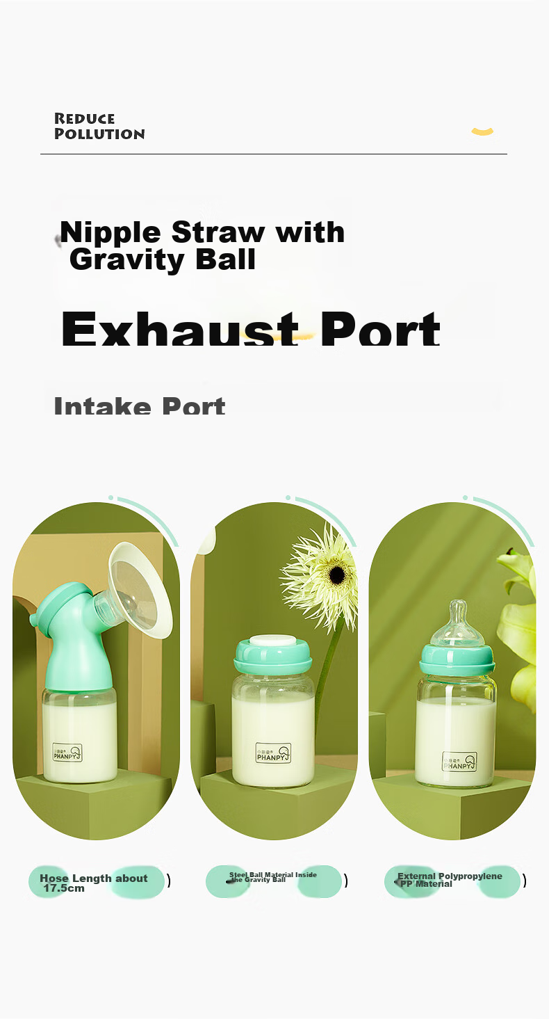 Xiaoyaxiang Glass Breast Milk Storage Bottle for Newborns, Wide Neck 180ml (Set of 2) 5