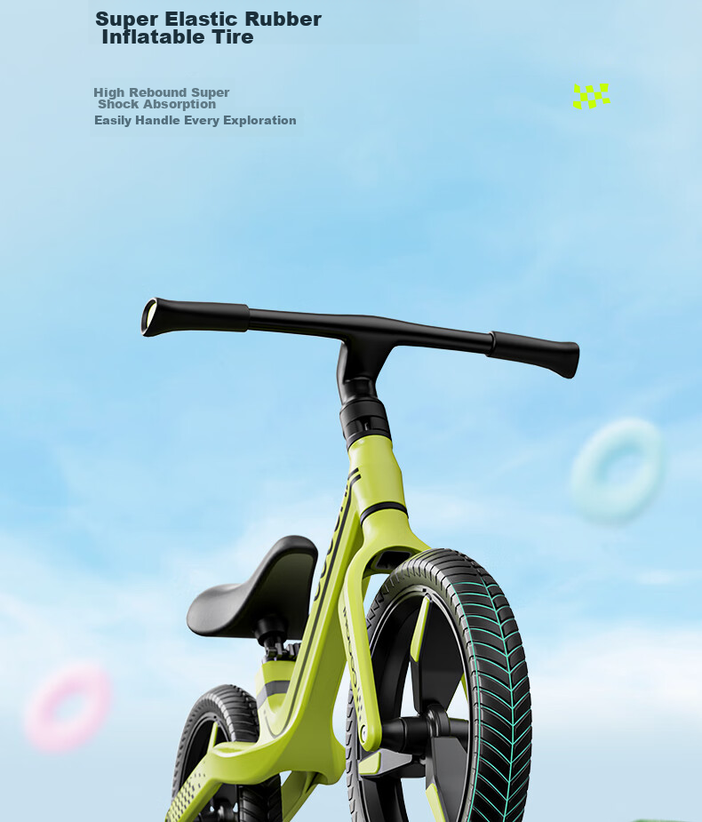 COOGHI Children's Balance Bike for Ages 3-8, Toddler Scooter, 14-Inch Lightweight Frame, Big Kids' Leisure Inflatable Wheel S4 Kuqi 11