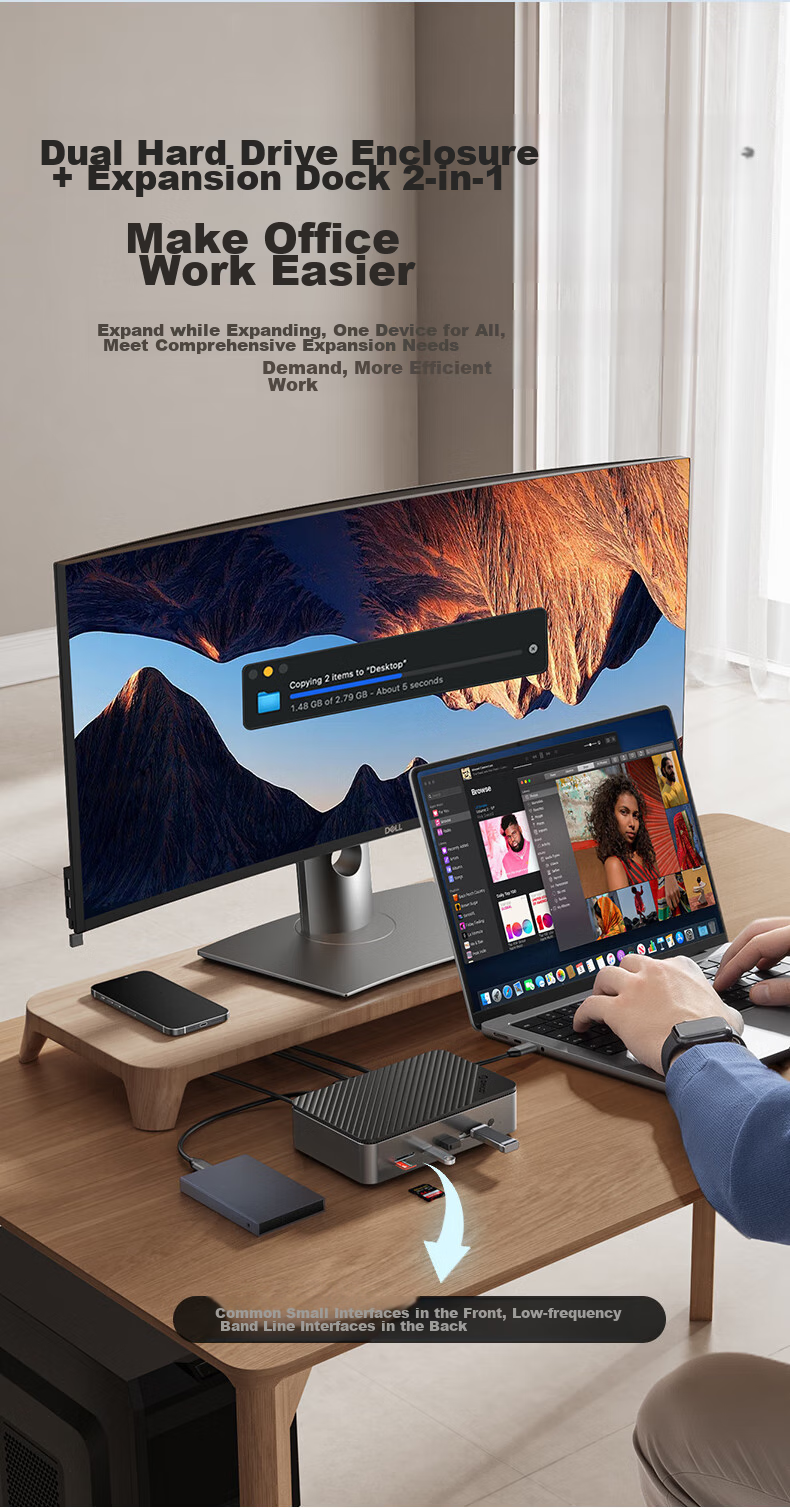 ORICO Hard Drive Enclosure Expansion Dock M.2/3.5 Inch SSD Enclosure Type-C Converter USB3.2 High-Speed USB-C to HDMI Network Port Desktop Expansion Dock D35M2 7