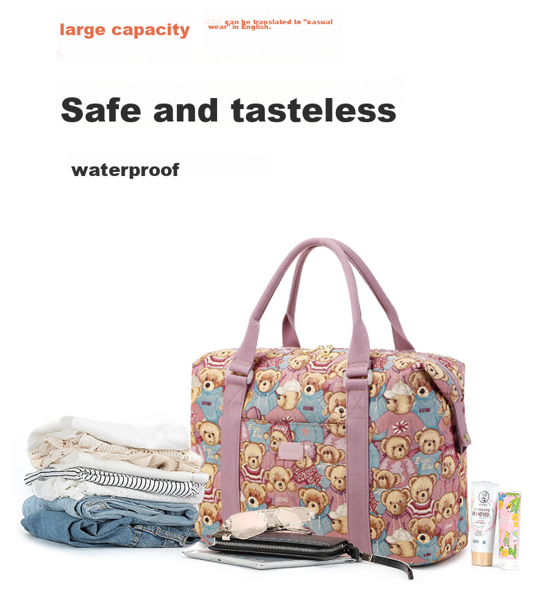 Xiaoxiongyilian Travel Bag, Original Niche Design, Shoulder Crossbody Handheld Large Capacity, Casual Canvas Fashion Trolley Functional Bag for Wome 6