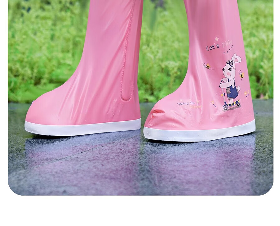 Zhengyu Children's Waterproof Non-Slip Rain Shoe Covers Thickened Rainproof Overshoes for Boys and Girls Elementary School Students 19