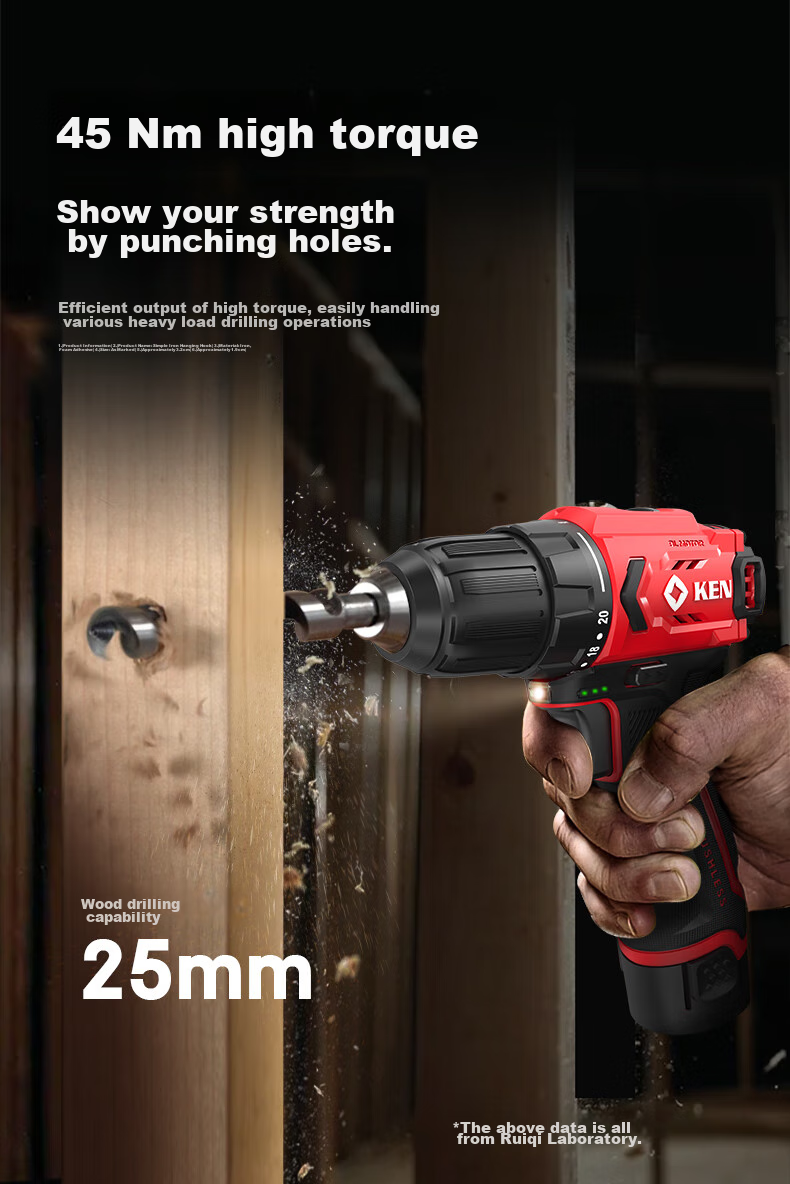 KEN Lithium Battery Drill, Brushless Electric Drill, Rechargeable Drill, Household 12V Screwdriver, BL7312 Bare Tool, Electric Power Tool, Screwdriver Machine 4