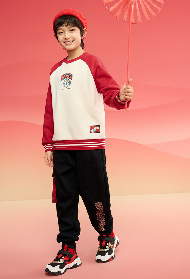 BALABALA Boys' Sweatshirt, Children's Fleece-Lined Top, Spring Long-Sleeve Embroidered Loose Trendy Base Layer for Older Childre 2
