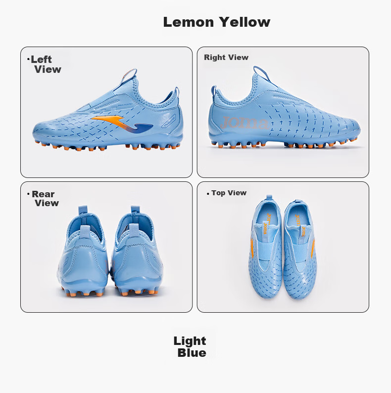 JOMA Children's Soccer Shoes, MG Short Studs, Non-Slip And Wear-Resistant for Artificial Turf, Professional Competition And Training Shoes, Light Blue, Size 37 17