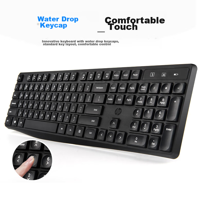 HP Wireless Keyboard, Office Keyboard with 104 Keys, Wear-Resistant, Splash-Proof, Ergonomic Water Drop Keycaps, Comfortable Feel, Efficient Office And Gaming Keyboard C10 Black 4