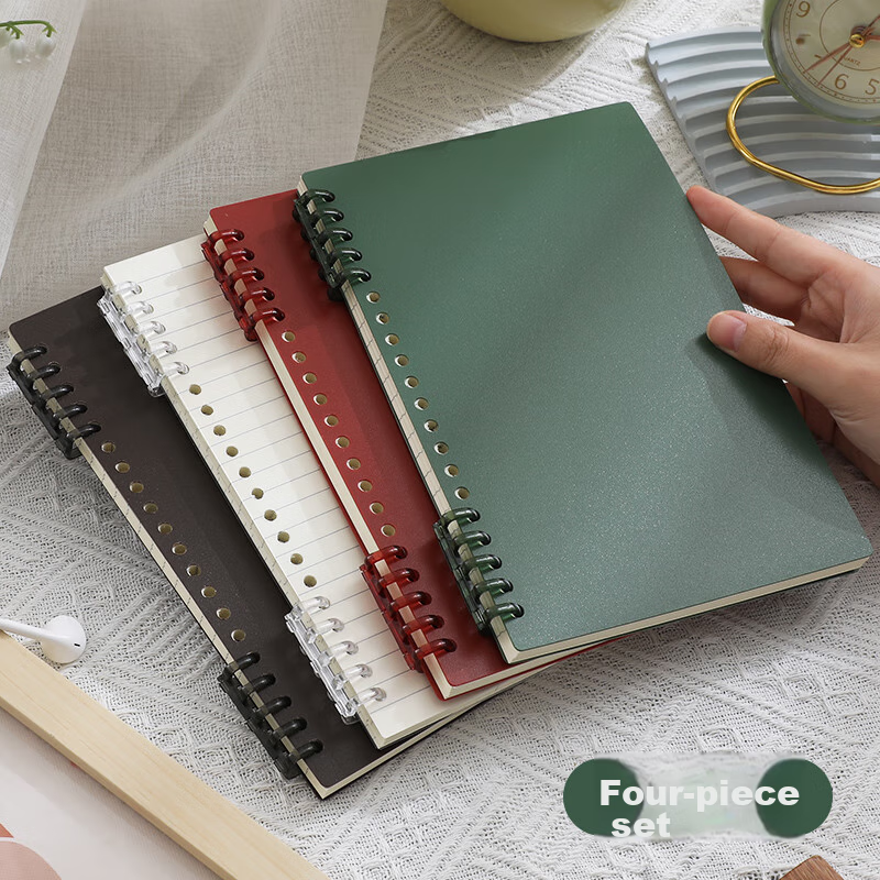 Faramon [Back to School Essential] 4-Pack/B5 Lined Comfortable Loose-Leaf Notebook with Removable Refill Pages for Middle And High School Students, Journaling, Exam Preparation, And Diary Writing - Solid Color Versio