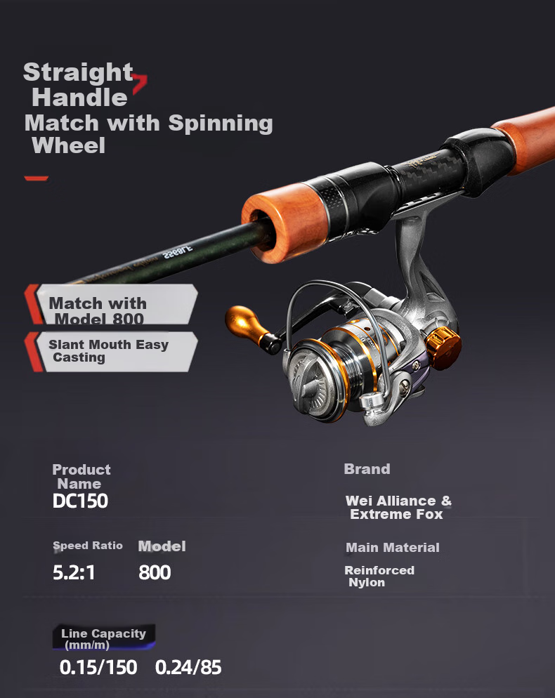 Weilianmeng 1.53m Jihu PRO Telescopic Lure Rod, Right-Hand Baitcasting Reel Set, Micro Lure Fishing Rod 20