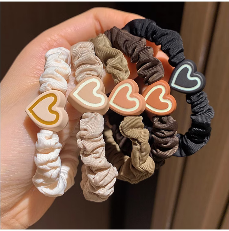 Jingxiaodi 5 Heart-Shaped Hair Ties for Women, Bun Maker, High Elasticity Rubber Bands, Hair Ties, Non-Damaging Hair Bands, Hair Accessories 10