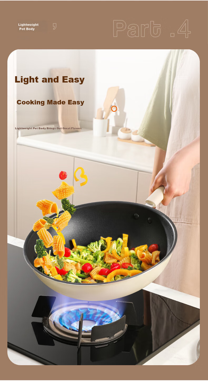 SUPOR Wok 32cm Non-Stick Pan Flat Bottom Household Stir-Fry Pan Antibacterial Wok Compatible with Gas And Induction Cooktops VC32SP05 7