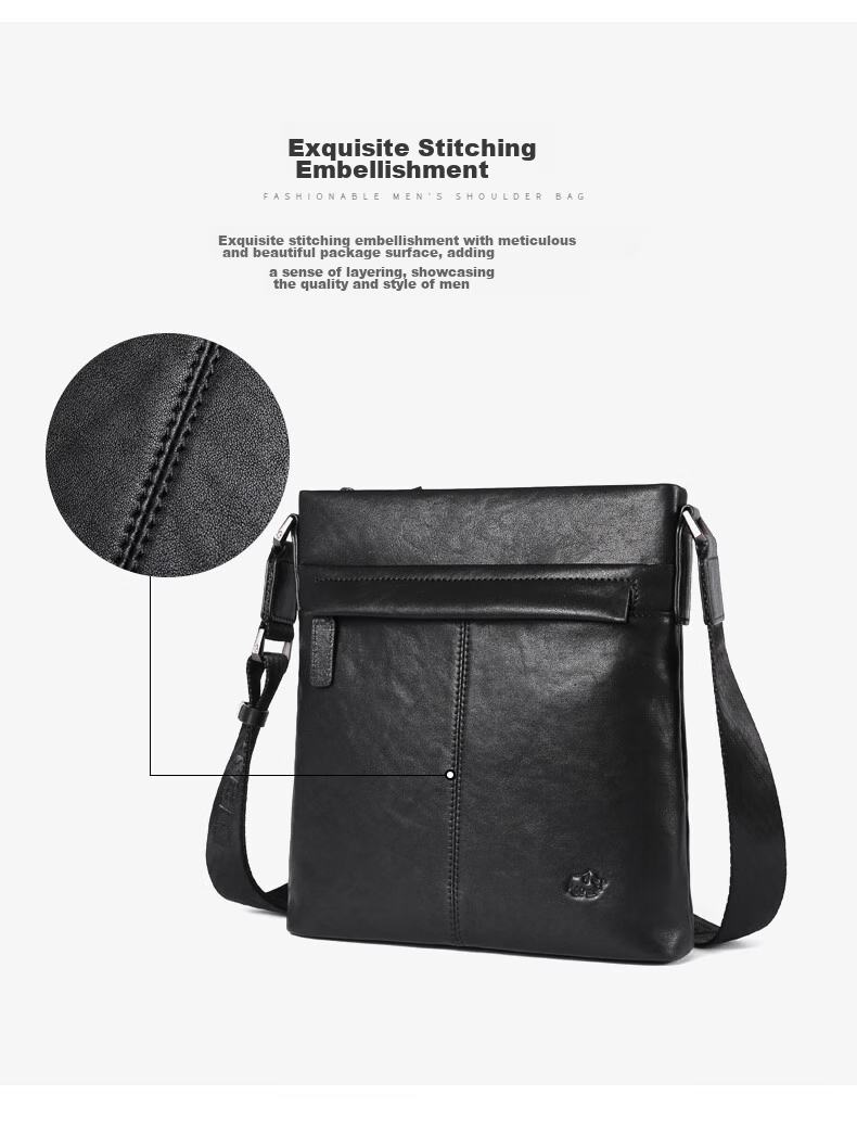 Meizhouyeniou Men's Single Shoulder Bag, Top-Grain Leather Casual Shoulder Crossbody Bag, Business Men's Bag, Birthday Gift for Boyfriend 7