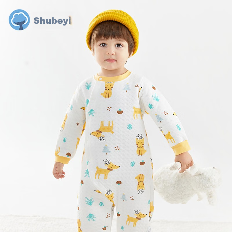 Детский комбинезон Shubeiyi, утепленный, для новорожденных, на осень-зиму, для первого дня рождения, для мальчиков и девочек, для ползания, желтый, размер 80