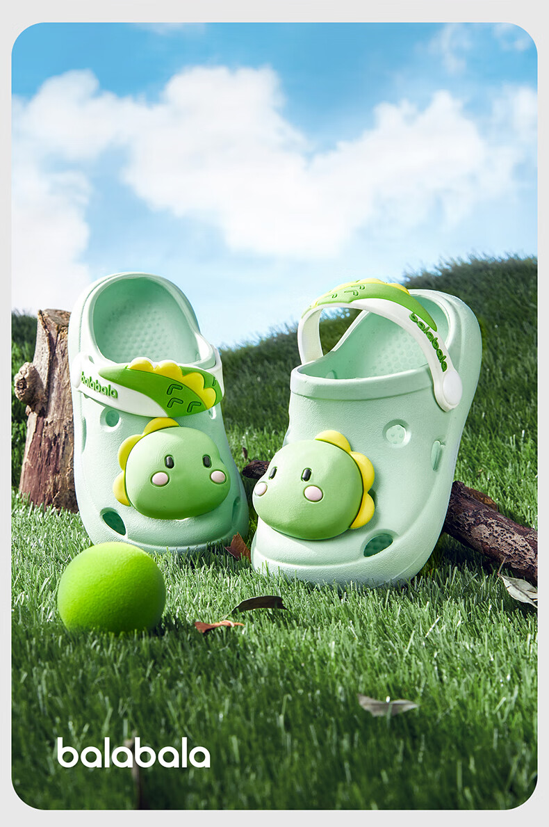 BALABALA Children's Perforated Shoes, Girls' Summer Soft-Soled Baby Slippers, for Ages 3-6, Bathing, Indoor Home Use, Boys' Sandals 9