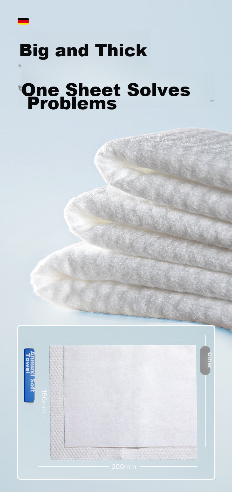 Anmous Baby Soft Wipes, Dry And Wet Use Facial Cleansing Towels, Extra Large And Thick, Lint-Free, 100 Sheets * 16 Packs, Family Size 3