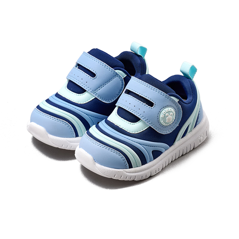 BOBDOG Children's Walking Shoes, Baby Non-Slip Breathable Caterpillar Boys' Shoes, Graphite Blue, Size 21