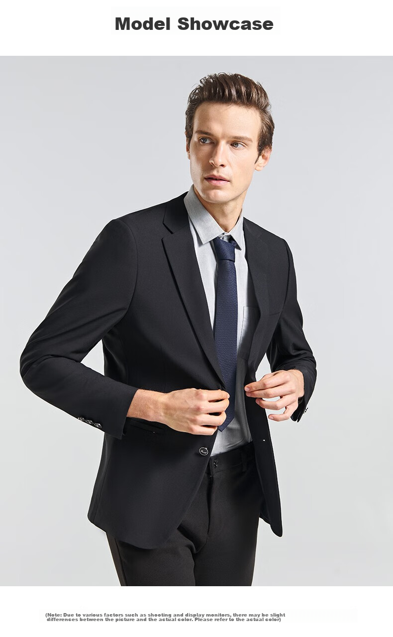 SHANSHAN Men's Suit Jacket for Spring And Autumn, Solid Color Two-Button Wrinkle-Resistant Professional Formal Wear Business Casual Blazer 13