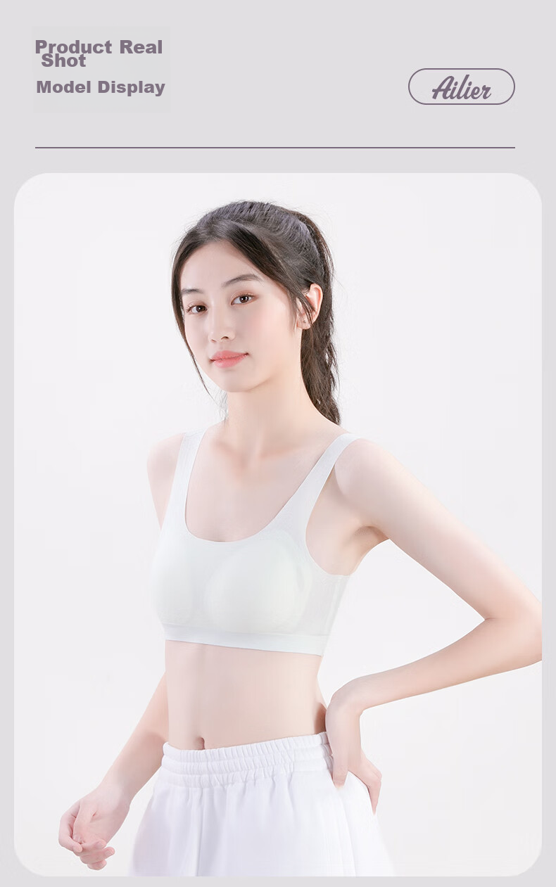 Ailier&ouluola Girls' Underwear for Middle School Students Aged 12-16 And High School Students in Puberty Stage Two, High School Bra Vest M 12