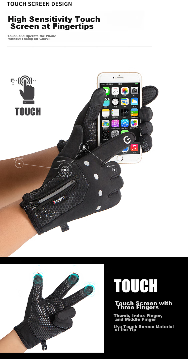 SolarStorm Winter Warm Gloves, Waterproof And Windproof, Fleece-Lined, Suitable for Men And Women, Touchscreen Compatible, Outdoor Cycling, Thickened Non-Slip Gloves 7