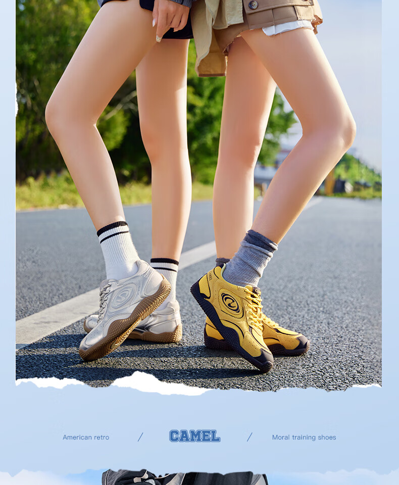 CAMEL Crescent Training Shoes for Women, Versatile Sports Sneakers, Mesh Upper, Retro Casual Shoes, L25S577059, Coffee/pink, Size 35 32