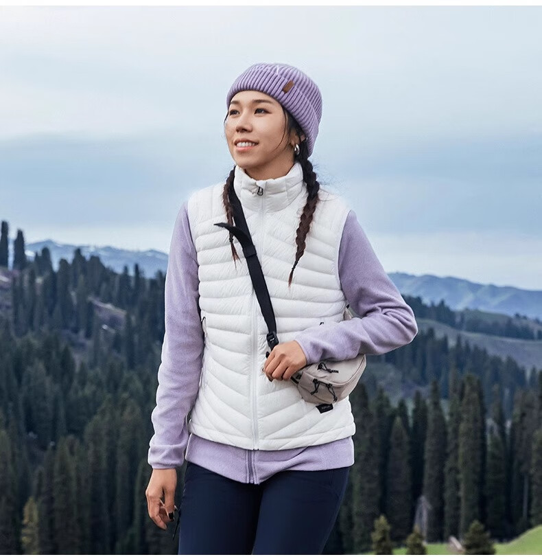 DECATHLON MT100 Women's Mountain Hiking down Fleece Vest, White, XL-5253980 8