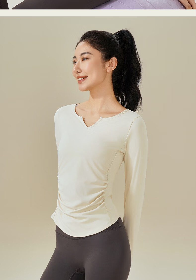 Ziyouxi Yoga Wear for Women, Spring And Autumn Quick-Dry Sports Fitness Top T-Shirt, Pilates Dance Training Long-Sleeve Cover-Up 12