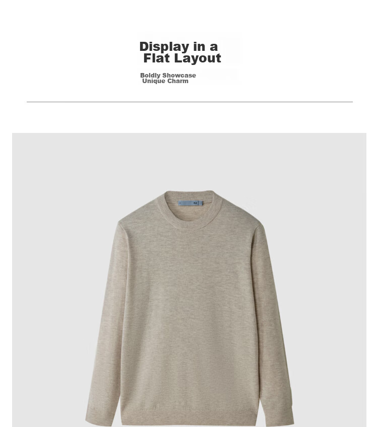 HLA Long-Sleeve Knit Sweater for Men, Lightweight Business Pure Wool Thermal Undershirt for Winter 18