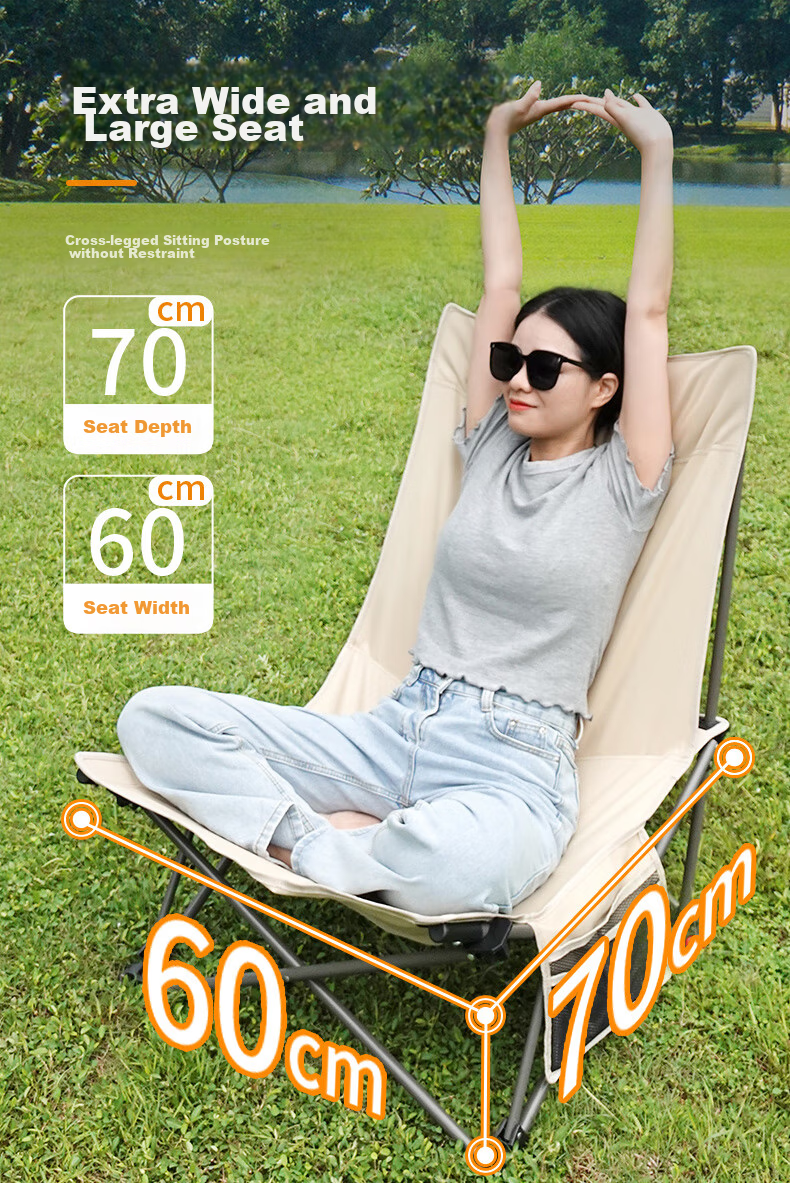 DU PONT Outdoor Camping Folding Chair Portable Lounge Chair Moon Chair with Footrest And Table Fishing Chair [Multi-Purpose Chair] 5