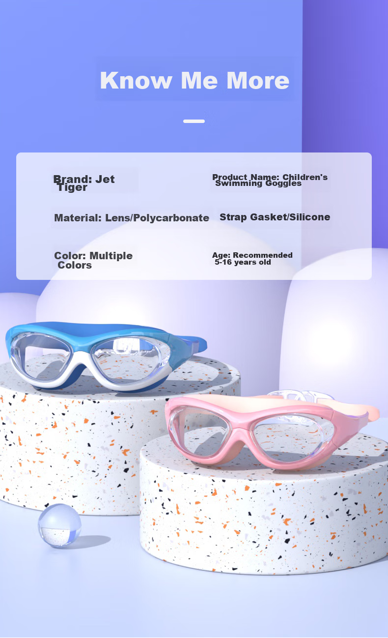 Jiehu Children's Swimming Goggles, High-Definition Waterproof Anti-Fog, Unisex Swimming Equipment, Diving Glasses Set 7