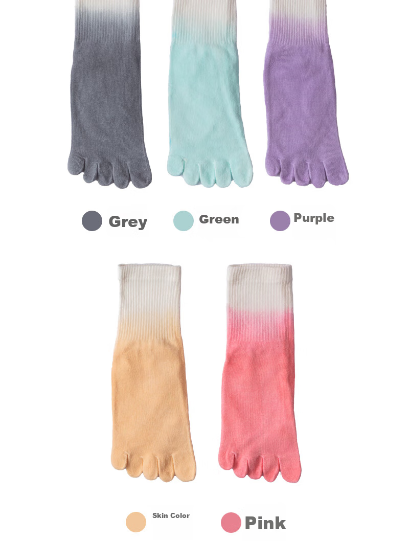 XUEXIMAN Gradient Yoga Socks for Women, Professional Non-Slip Mid-Calf Five-Toe Socks, Pilates Socks, Summer Aerobics Sports Socks 20