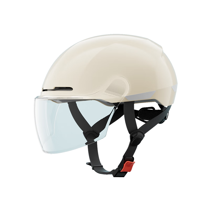 JD Original Electric Vehicle Helmet, Qingyang Series, 3C Certified, for Electric Scooters, Motorcycles, Bicycles, Safety Helmet for Men And Women, Riding Half Helmet Or Full Helmet with Short Visor, Beige, Size M