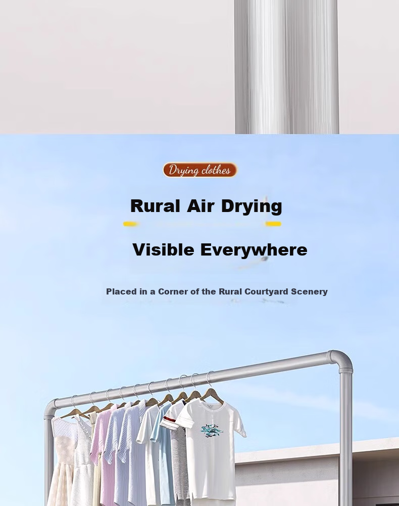 Baoyouni Floor-Standing Clothes Drying Rack with Water Pipe, Customizable Hanger for Indoor And Balcony Use, Detachable Thickened Steel Pipe, 32 Tubes 20