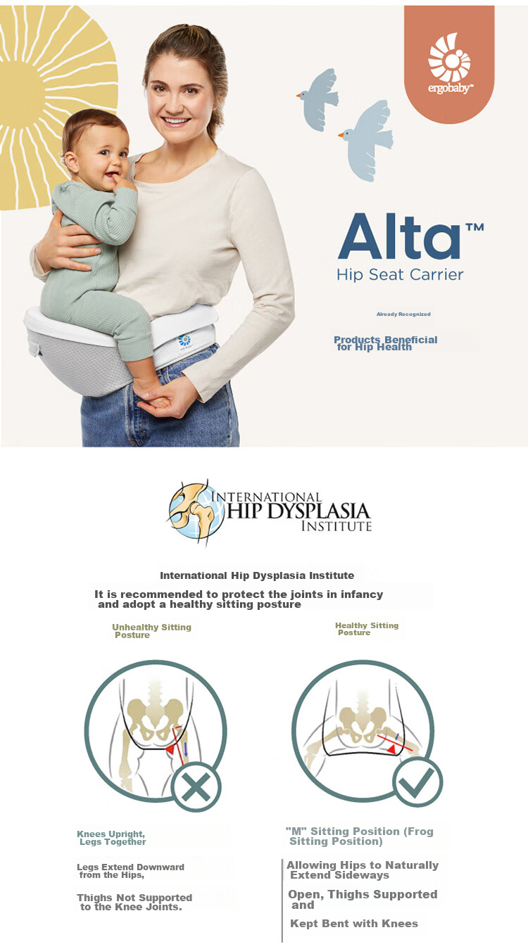 ERGObaby American Ergonomic Baby Carrier, Alta All-Stage Labor-Saving Ventilated And Breathable, 6 Carrying Methods, Baby Seat in Gray 15