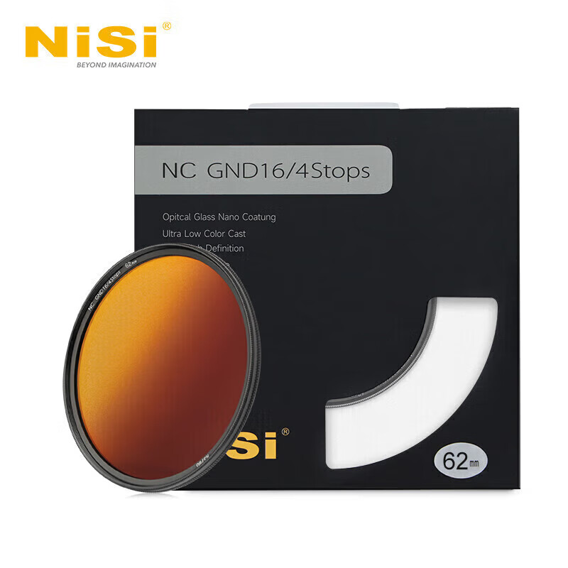 NiSi Gradient Filter GND16 (1.2), 62mm Filter, 4-Stop Circular Soft Gradient Filter, DSLR And Mirrorless Camera Protective Filter, Suitable for Canon, Nikon, Sony, And Fuji Cameras