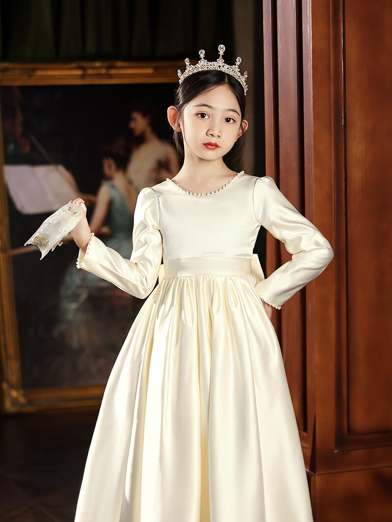 Hanquan High-End Girls' Piano Performance Dress Cello Concert Dress Host Princess Dress Girls' Birthday Party Autumn Winter 5