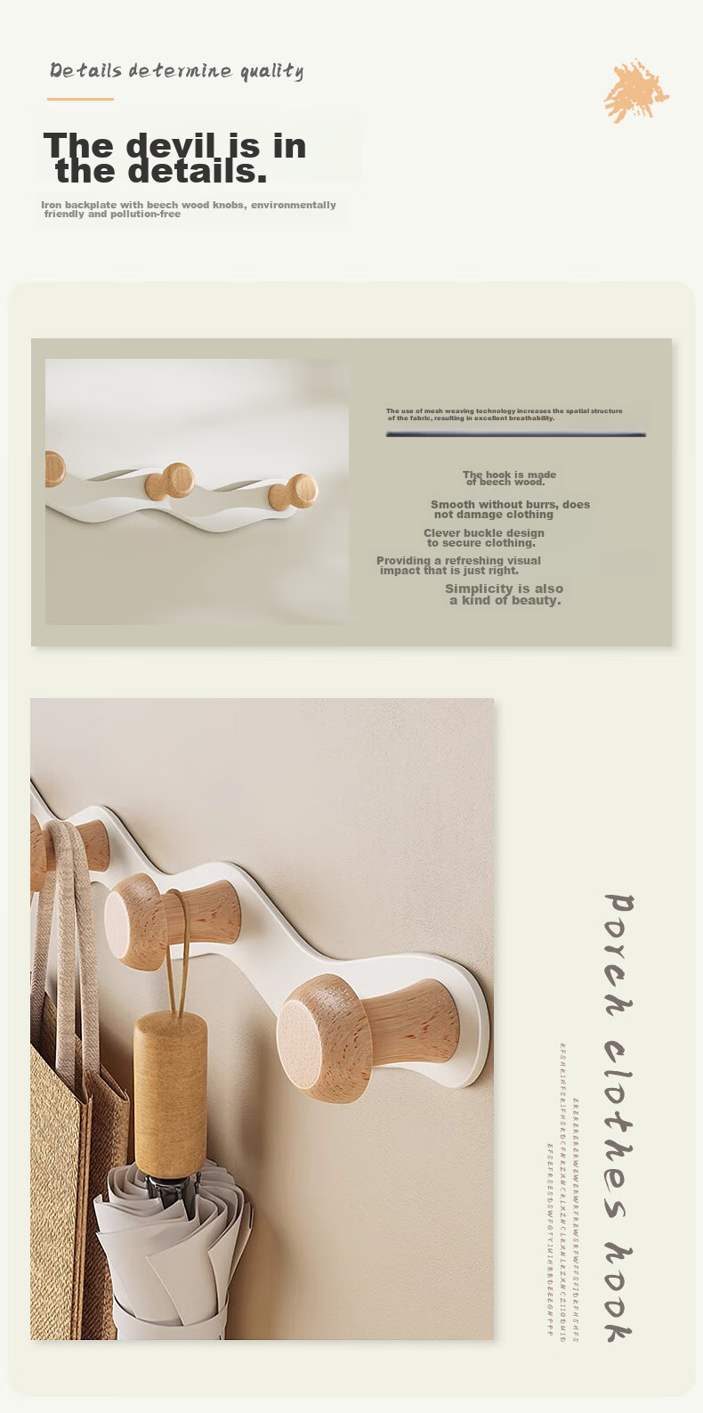 Bahainiao Door Hook Hanger, No Drilling Required, Clothes Hanger for Over The Door, Storage Rack, Row-Linked Hooks, Strong Load-Bearing Capacity 7