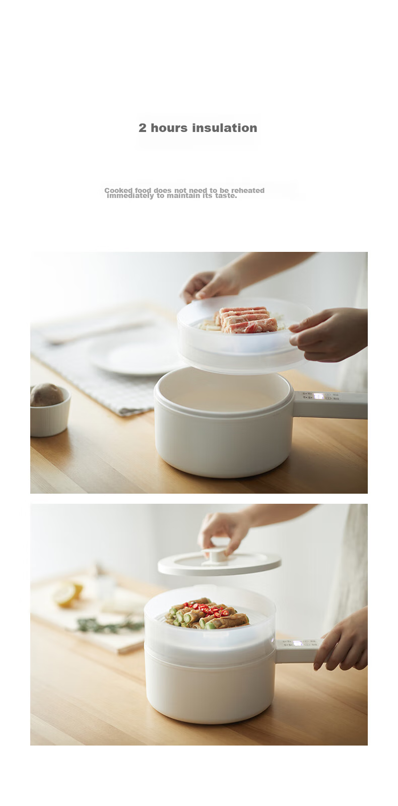 Olayks Instant Electric Cooker with Smart Menu, Small Electric Pot, Multi-Functional Hot Pot, Electric Wok, Small Pot for Student Dormitory, Noodle Cooking And Electric Hot Pot, 2L 10