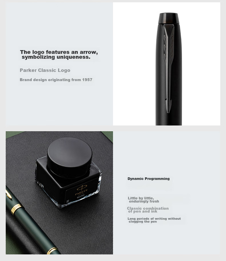 PARKER Fountain Pen And Ballpoint Pen IM Rational Black Gold Clip Ink Pen Gift Box for Gifting, Calligraphy Practice, Personal Use, High-Quality Fountain Pen Gift Box, Mid-Autumn Festival Gift for Friends, Baitiao Discount 11