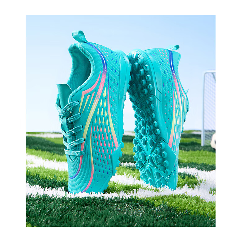 361° Children's Soccer Shoes, 2025 All-Season Youth Shock-Absorbing Rebound Sports Cleats, Wear-Resistant Training Shoes, Silver, Size 37 2